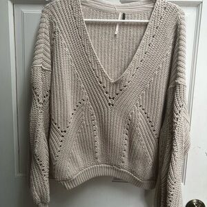 Free People V-Neck Sweater - Beige